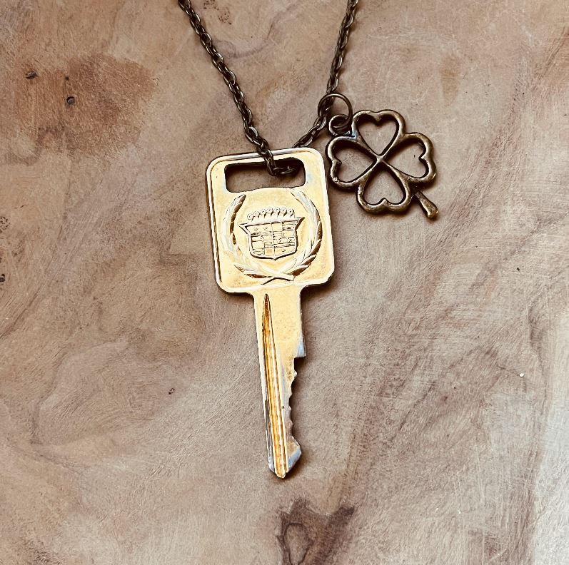 Vintage Cadillac Key Necklace, Escalade, DeVille, Eldorado, Fleetwood, Seville, Classic Cadillac Keychain Jewelry