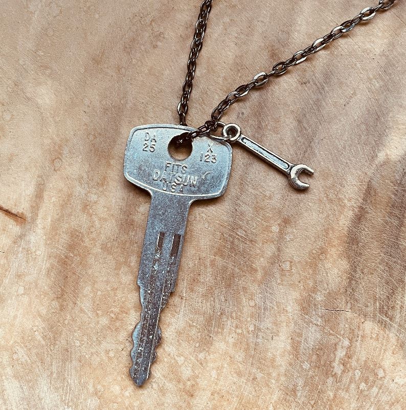Vintage Datsun Key Necklace, 240Z 260Z 280Z 510 Pickup, Classic Datsun Keychain Jewelry