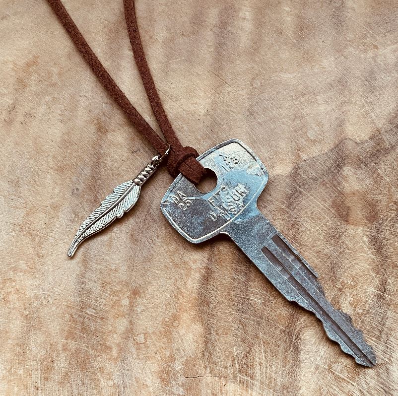 Vintage Datsun Key Necklace, 240Z 260Z 280Z 510 Pickup, Classic Datsun Keychain Jewelry