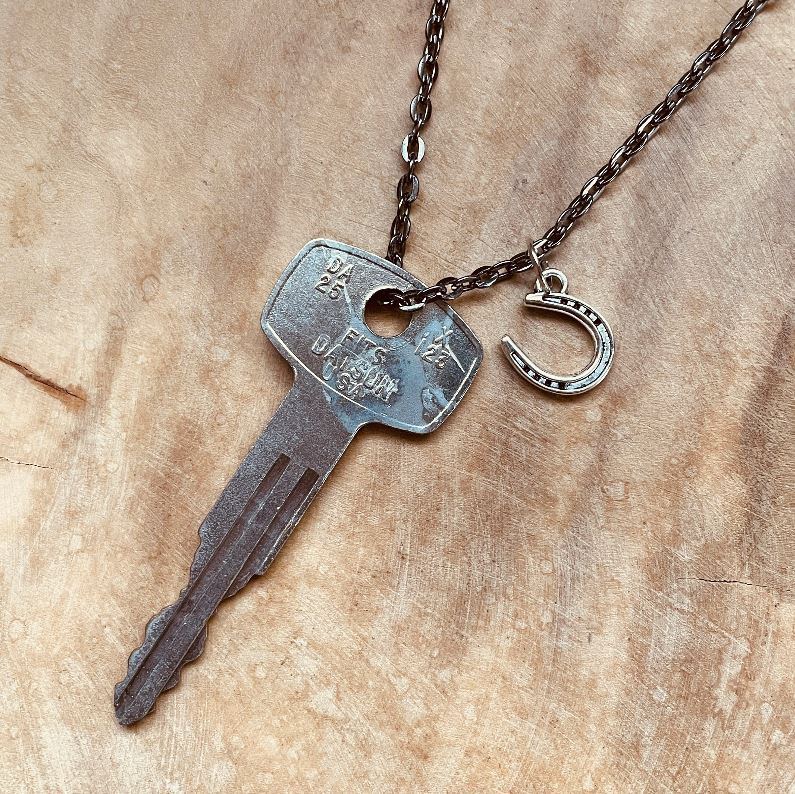 Vintage Datsun Key Necklace, 240Z 260Z 280Z 510 Pickup, Classic Datsun Keychain Jewelry