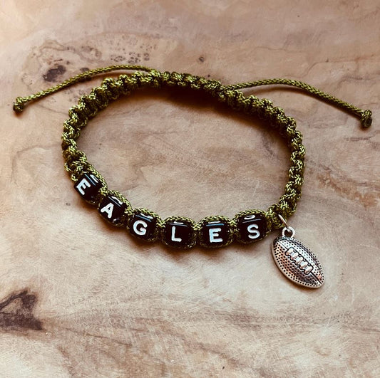 Philadelphia Eagles Adjustable Bracelet, Go Birds Football Charm Bracelet, Eagles Fan Jewelry