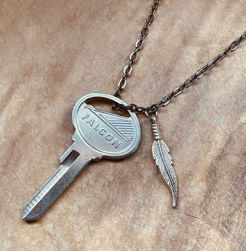 Vintage Ford Falcon Key Necklace, Classic Ford Falcon Keychain Jewelry, Custom Chain and Charm