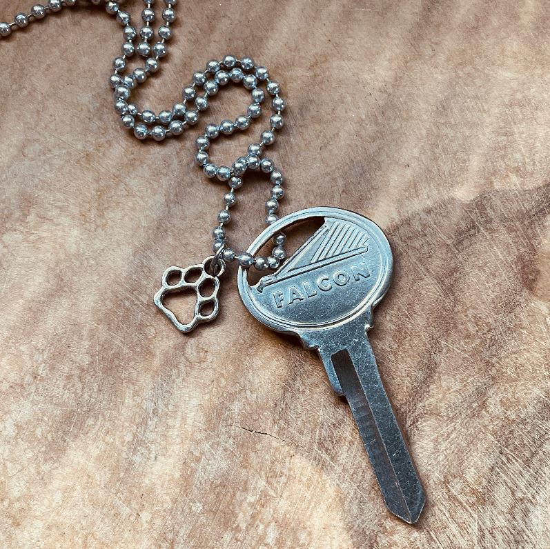 Vintage Ford Falcon Key Necklace, Classic Ford Falcon Keychain Jewelry, Custom Chain and Charm