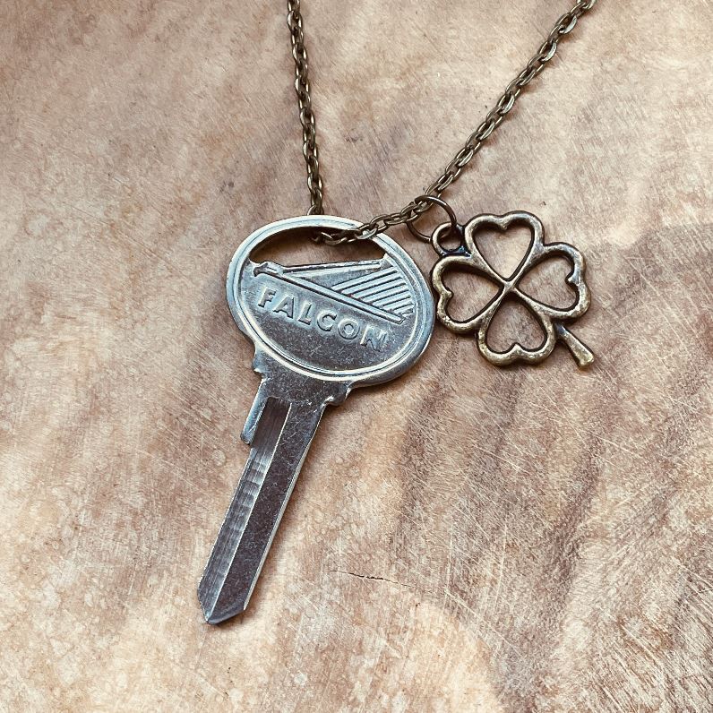 Vintage Ford Falcon Key Necklace, Classic Ford Falcon Keychain Jewelry, Custom Chain and Charm
