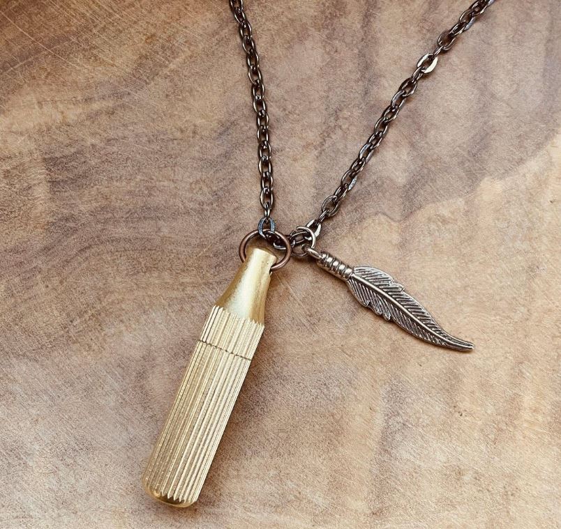 Mini Blade Necklace or Keychain, Brass Utility Knife Pendant, Functional Pendant, Personalized Charm Necklace, Everyday Carry Jewelry