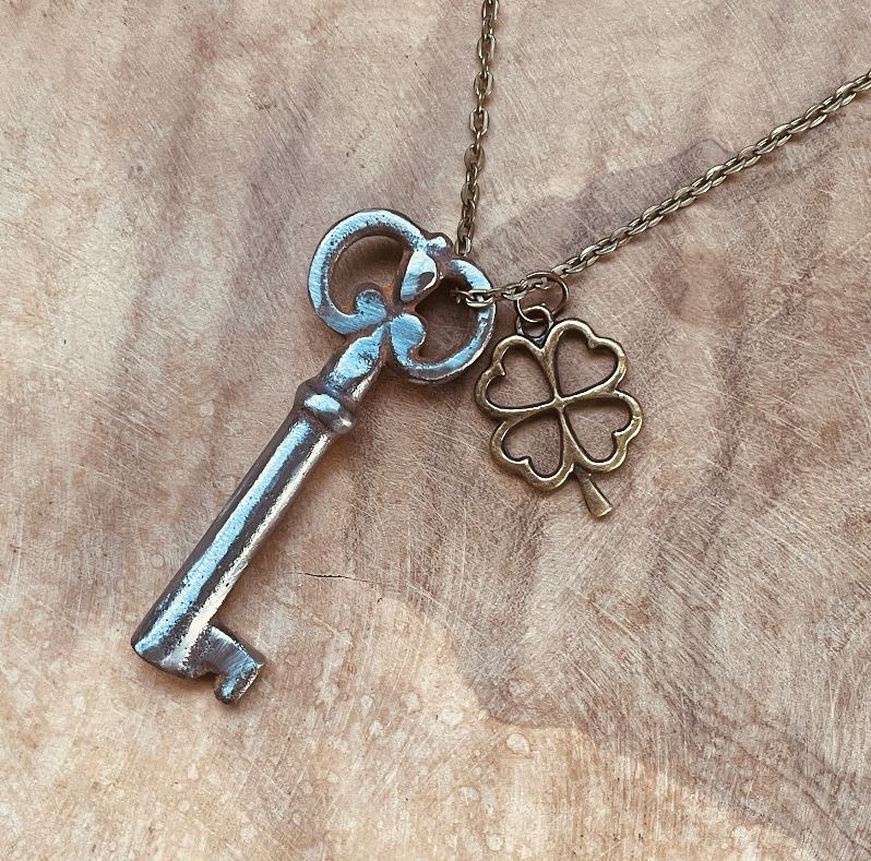 Authentic Vintage Skeleton Key Necklace or Keychain, Antique Skeleton Key Jewelry, Custom Chain & Charm (Copy)