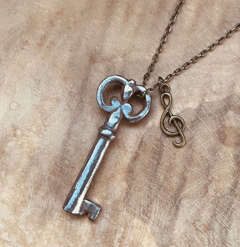 Authentic Vintage Skeleton Key Necklace or Keychain, Antique Skeleton Key Jewelry, Custom Chain & Charm (Copy)
