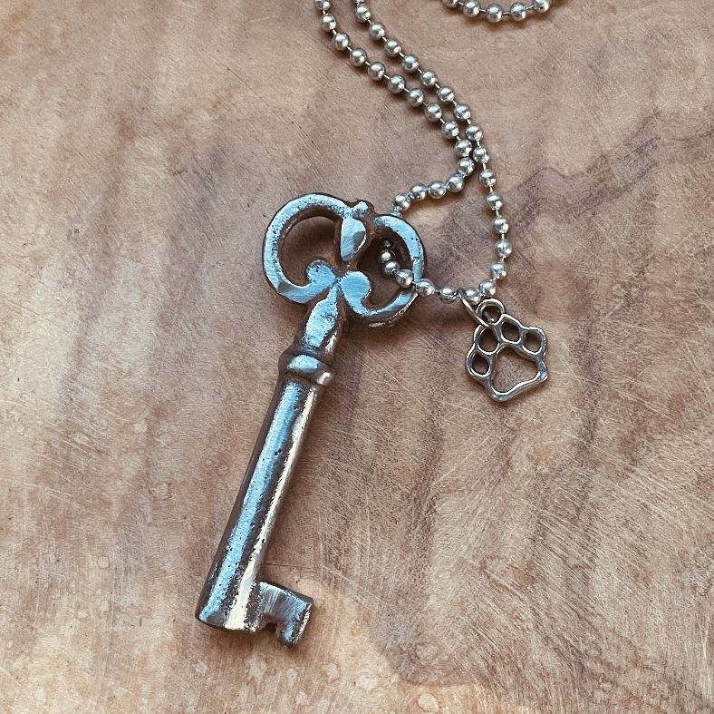 Authentic Vintage Skeleton Key Necklace or Keychain, Antique Skeleton Key Jewelry, Custom Chain & Charm (Copy)