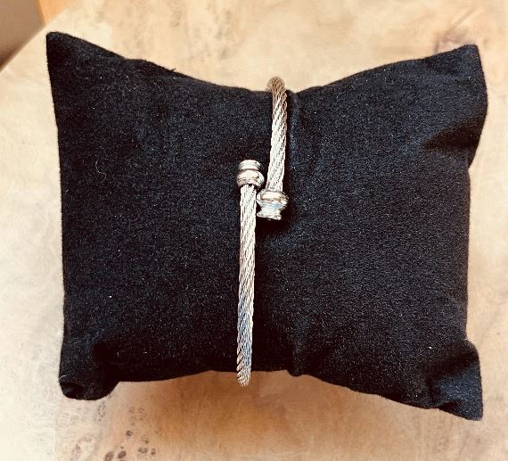 Silver Rope Bangle Watch, Round Bezel Watch, Pointer Quartz, White & Silver, Adjustable, Bracelet Stack, Minimalist, Retro Style, Dainty, Elegant Twist Band