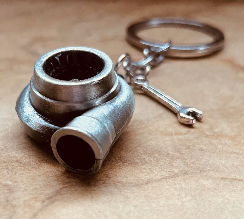Turbo Keychain with Mini Wrench Charm, Car Enthusiast Gift, Mechanic Keychain, Turbocharger Accessory