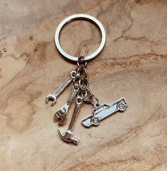 Tool Charm Keychain, Mechanic Keychain, Car Charm Keychain, DIY Gift, Handyman Key Ring, Automotive Accessories